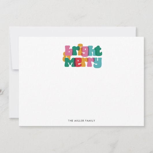 明るいはっきりしたモノグラムメリーノートカード ノートカード (正面)