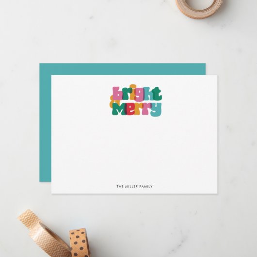 明るいはっきりしたモノグラムメリーノートカード ノートカード (正面/裏面インサイチュ)