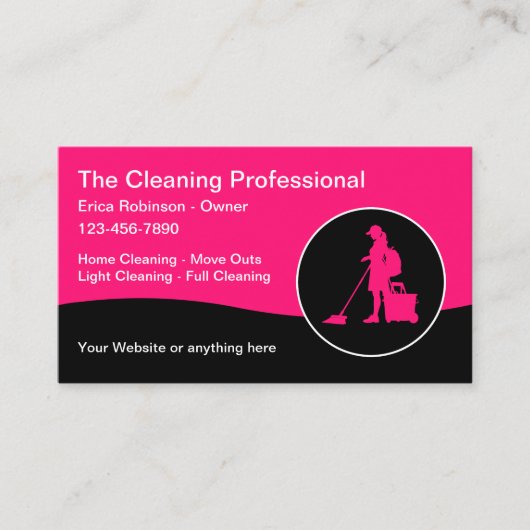 明るいはっきりした家モダンの清掃メイドサービス 名刺 (正面)
