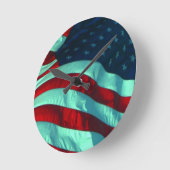 明るいはっきりした愛国的なアメリカ国旗 ラウンド壁時計 (傾斜)