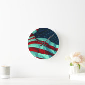 明るいはっきりした愛国的なアメリカ国旗 ラウンド壁時計 (ホーム)