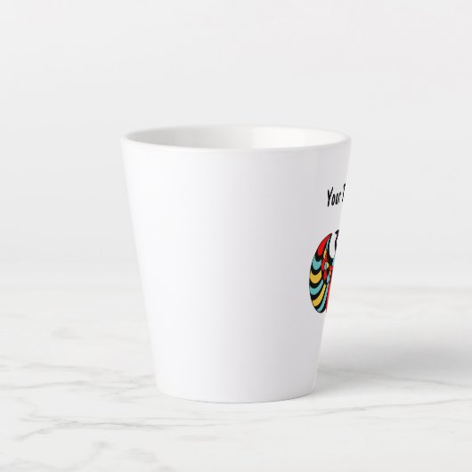 明るいはっきりした抽象芸術スカラブカブトムシ赤ブルーイエロー カフェラテマグ (正面)