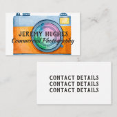 明るいはっきりした水色カメラの名刺 名刺 (正面/裏面)