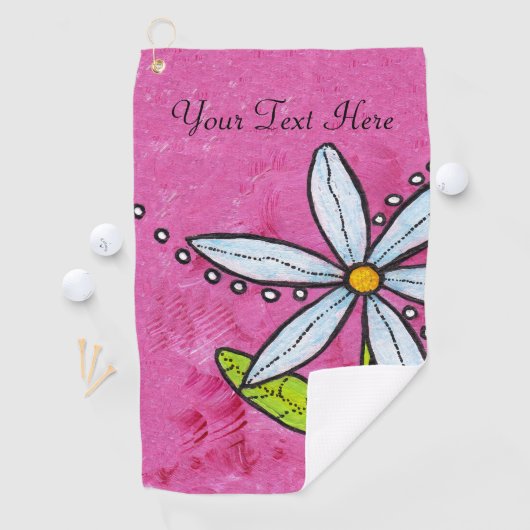 明るいはっきりした白のデイジーグ離れリーンオンステムピンク ゴルフタオル (インサイチュ)