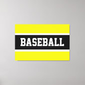 明るいはっきりした白黒野球ストライプ選手 キャンバスプリント (正面)