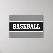 明るいはっきりした白黒野球ストライプ選手 キャンバスプリント (正面)