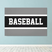 明るいはっきりした白黒野球ストライプ選手 キャンバスプリント (インサイチュ (ウッドフロア))