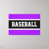 明るいはっきりした白黒野球ストライプ選手 キャンバスプリント (正面)