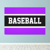 明るいはっきりした白黒野球ストライプ選手 キャンバスプリント (インサイチュ (ウッドフロア))