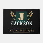 明るいはっきりした秋ファミリー名ウェルカムマット ドアマット (正面)