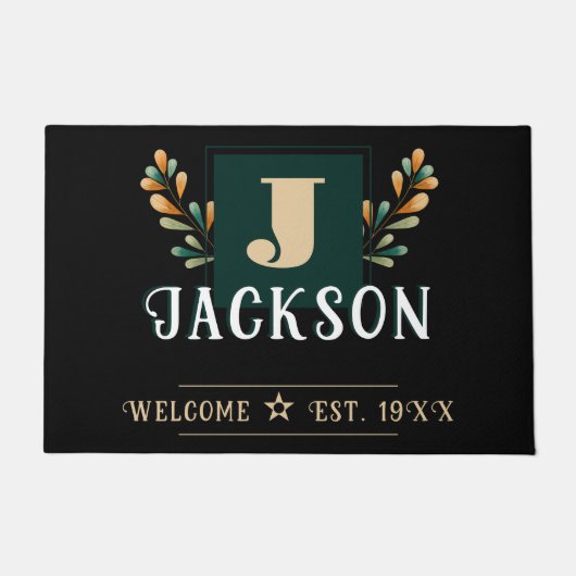 明るいはっきりした秋ファミリー名ウェルカムマット ドアマット (正面)