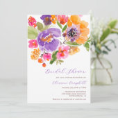 明るいはっきりした秋フローラ水カラーブライダルシャワー 招待状 (スタンド正面)