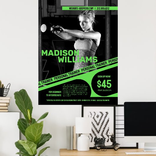 明るいはっきりした緑のパーソナルトレーナー写真 ポスター (ホームオフィス)