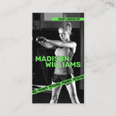 明るいはっきりした緑のパーソナルトレーナー写真 名刺 (正面)