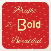 明るいはっきりした美しインスパイアい赤金ゴールド スクエアペーパーコースター (正面)