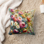 明るいはっきりした花模様 クッション (ブランケット)