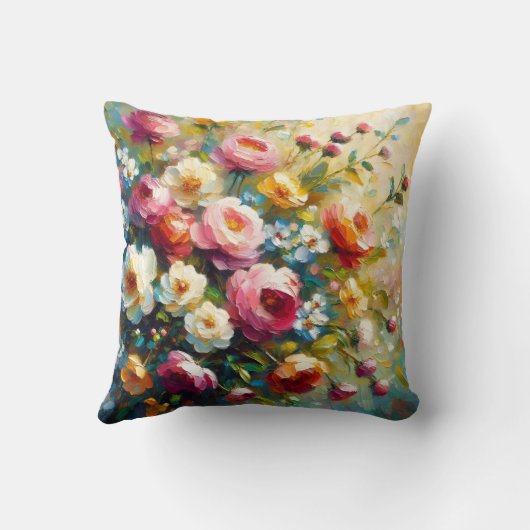 明るいはっきりした花模様 クッション (裏面)