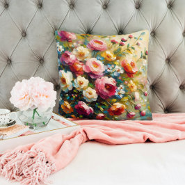 明るいはっきりした花模様 クッション
