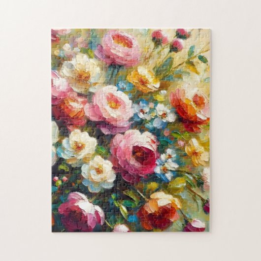 明るいはっきりした花模様 ジグソーパズル (縦)