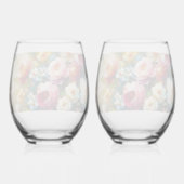 明るいはっきりした花模様 ステムなしワイングラス (裏面)