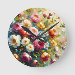 明るいはっきりした花模様 ラウンド壁時計