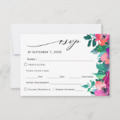 明るいはっきりした花模様 出欠カード (正面)