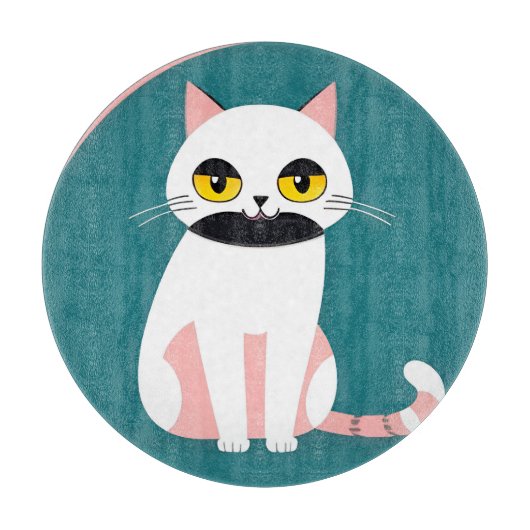 明るいはっきりした表情の猫 カッティングボード (正面)
