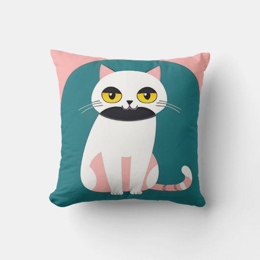 明るいはっきりした表情の猫 クッション (正面)