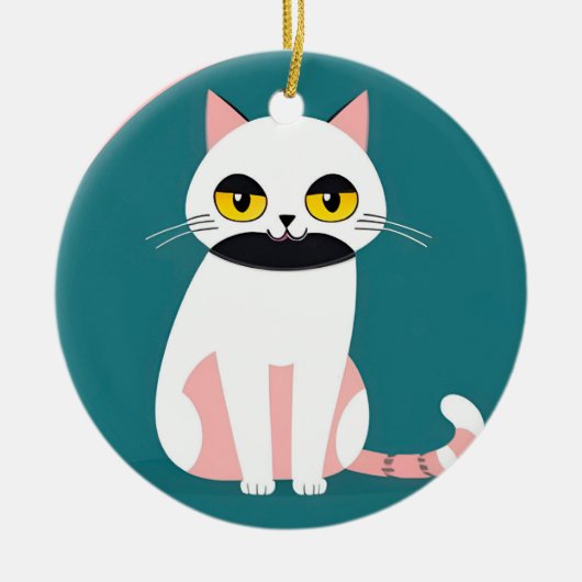 明るいはっきりした表情の猫 セラミックオーナメント (正面)