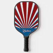 明るいはっきりした赤白青名前をカスタムする ピックルボールラケット (裏面)