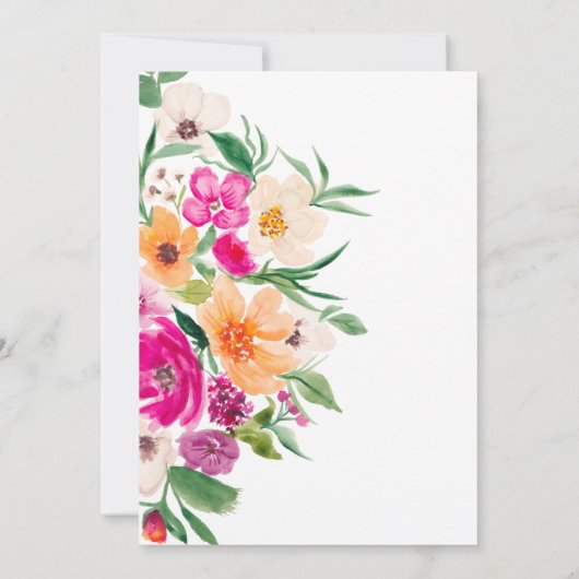 明るいはっきりした野生の花のスクリプト赤ちゃんシャワー 招待状 (裏面)