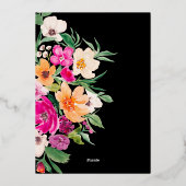 明るいはっきりした野生の花スクリプトSweet 16 箔招待状 (裏面)