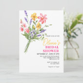 明るいはっきりした野生の花ブライダルバチェロレッテ 招待状 (スタンド正面)