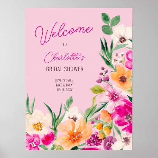 明るいはっきりした野花ウェルカムブライダルシャワー ポスター (正面)