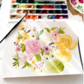 明るいはっきりした黄色のフローライニシャル結婚写真 招待状