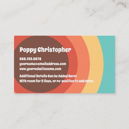 明るいはっきりしたGroovyモダンレトロカラフル曲線 名刺 (裏面)