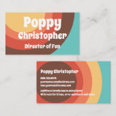 明るいはっきりしたGroovyモダンレトロカラフル曲線 名刺 (正面/裏面)