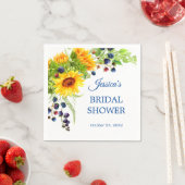 明るいひまわりがテーマのクラシカルな結婚式前祝賀会ペーパー スタンダードカクテルナプキン (インサイチュ)