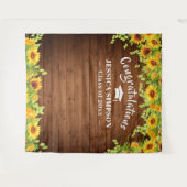 明るいひまわりと素朴な木のフォトブース背景 タペストリー (正面(横))