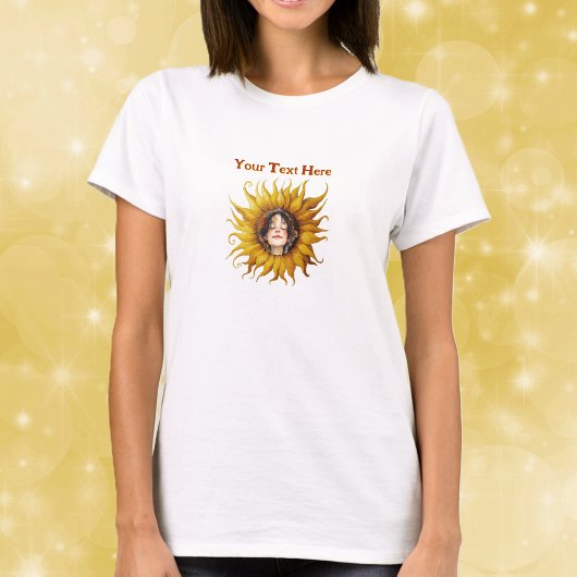 明るいひまわりの中心に笑顔の女の子 Tシャツ