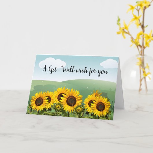 明るいひまわりの回復おめでとうカード カード (黄色い花)