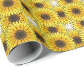 明るいひまわりの花柄の黄色 ラッピングペーパー (ロールコーナー)