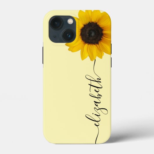 明るいひまわりスクリプトステムネームiPhoneケース Case-Mate iPhoneケース (裏面)