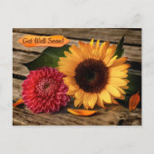 明るいひまわりダリアもうすぐ元気になるハガキ ポストカード (正面)