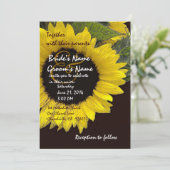 明るいひまわり結婚の金属 招待状 (スタンド正面)