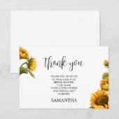明るいひまわり ブライダルシャワー ミニマリスト サンキューカード (正面/裏面)