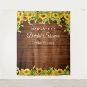 明るいひまわり ラスティックウッド フォトブース バックドロップ タペストリー (正面)