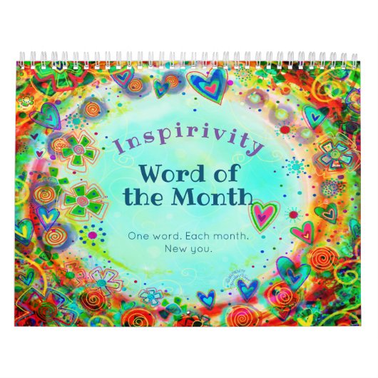 明るいやる気を起こさせるおもしろいのインスピレーション1語 カレンダー (カバー)