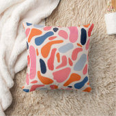 明るいよくはしゃぐスポットピンクとオレンジとブルーの抽象芸術 クッション (ブランケット)