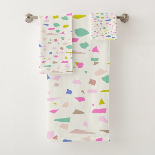 明るいよくはしゃぐフラグメントテラゾパターン バスタオルセット (インサイチュ)